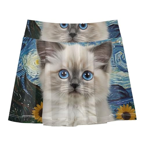 2 in 1 Athletic Shorts Girls Skorts Toddler Tennis Skirts Butterfly Cute Ragdoll Starry Night Cat 4t