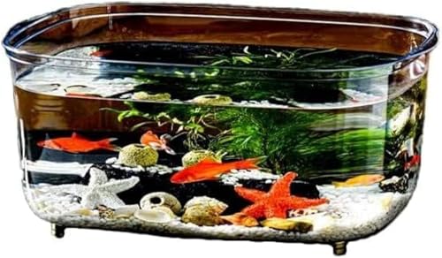 CokBlu金魚鉢 プラスチック・透明アクリル製 大容量 水槽・テラリウム・花瓶として活用 観葉植物・メダカ飼育に適 おしゃれなインテリア容器 (カバーなし,小さい)