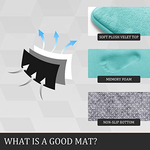 Image of YIHOUSE Bathroom Rug Sets 3 Piece, Memory Foam Bath Mat, Non Slip Super Absorbent Soft Bathroom Mats, Machine Washable Bathroom Floor Mats Sets for Sink,Tub, Shower and Toilet,Teal