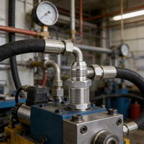 Adaptador de manguera hidráulica JIC de flujo recto continuo y alta presión en acero 316L 3