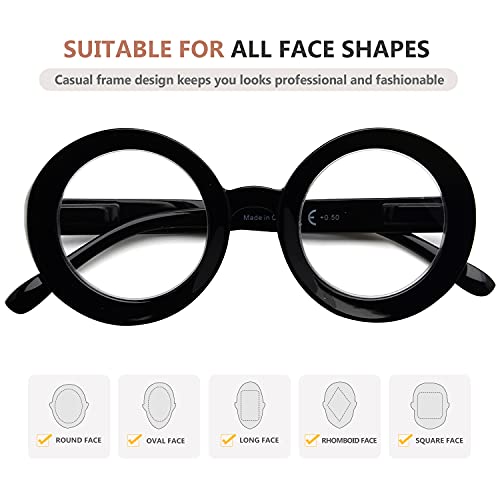 Image of Eyekepper Reading Glasses 0.50, Readers for Women, 4 Pack Oversized | Wide Women's Magnifying Glass, Womens Stylish Reader Eyeglasses with Spring Hinges, Ladies' Big Round Cheaters for Large Head