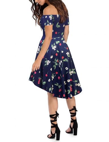 Image of Sarin Mathews Womens Off The Shoulder Short Sleeve High Low Cocktail Skater Dress