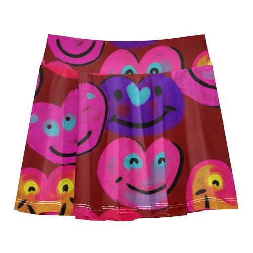 Joisal Girls' Shorts Athletic Skorts Toddlers Tennis Skirts Cute Little Girl Colorful Heart Faces Smiles 3t