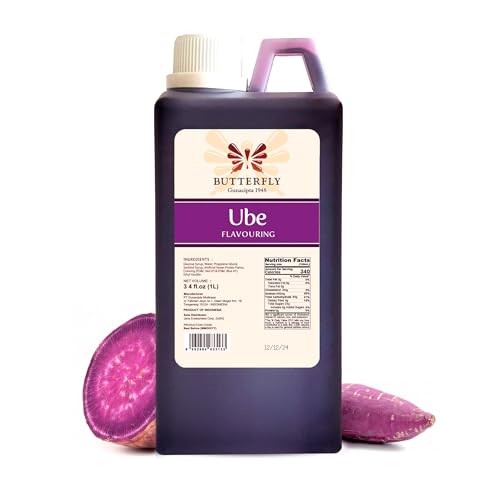 Ube Purple Yam Flavoring Extract Restaurant Size by Butterfly 1 Liter, 34 Fl. Ounce