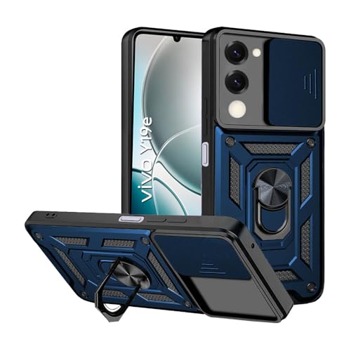 Image of Luxe Back Cover for Vivo T4 Lite 5G / iQOO Z10 Lite 5G / Vivo Y19 5G / Vivo Y19E | D10 Tough Armor Case | Sliding Camera Shield | 360 Protection | Kickstand Ring Holder | Military-Grade Bumper Case