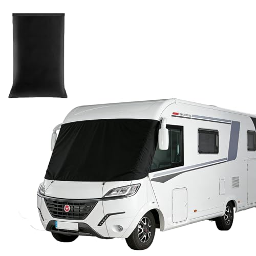 Wohnmobil Frontscheibenabdeckung Kompatibel für Integrierte Wohnmobile 600d Luxus A-Class RV Frontscheiben Sonnenschutz Auto Windschutzscheiben Abdeckung Ersatz Blockiert UV Strahlen-100% Verdunkel