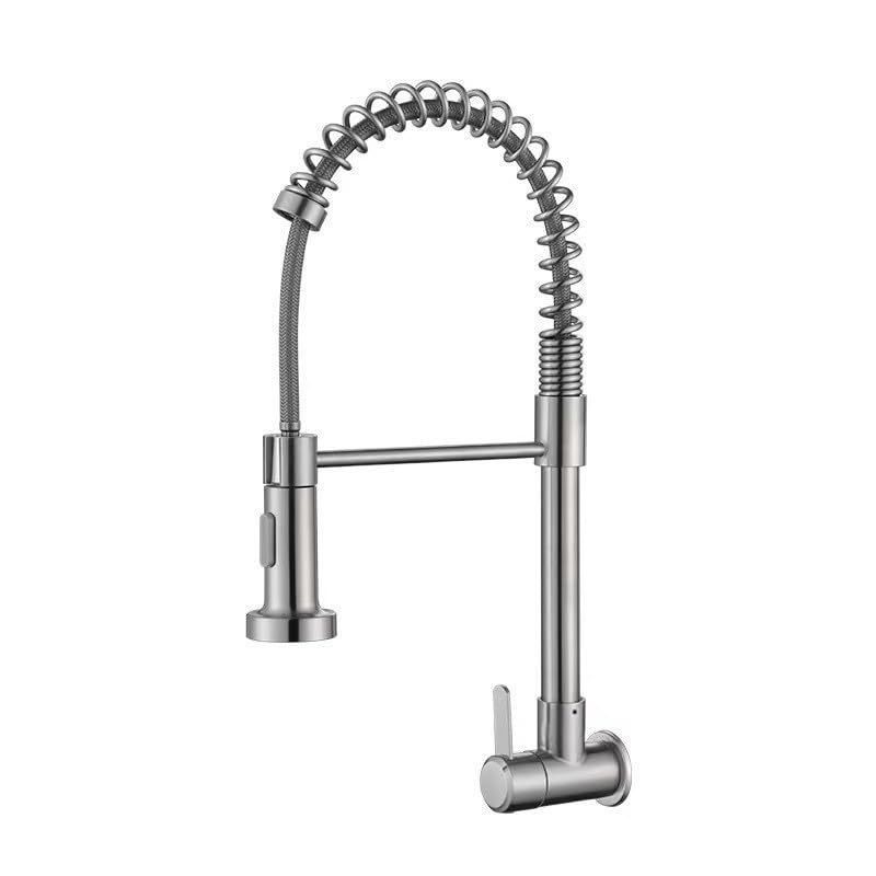 Grifo de cocina con resorte en acero inoxidable y monomando de diseño vertical