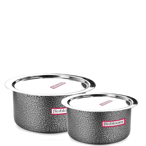 Image of Cosmic Black Hard Anodised Induction Base & Stove Friendly Cookware Tope /Bhagona /Patila /Handi Utensil for Kitchen Cooking (Tope with Lid, 3L+4L Cookware Sets)