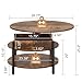 FABATO Round Lift Top Coffee Table with Storage and Hidden Compartment, 26.77'' Farmhouse Coffee Table for Living Room Reception Room, 2 Tier Small Round Coffee Table Circle Dining Table, Rustic Brown
