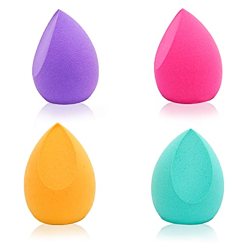 HOOBE Makeup Sponge for Blending Liquid Foundation, Cream & Powder - Easy to Clean, Super Soft & Non Latex Beauty Blender Concealer Applicator (Set of 4)