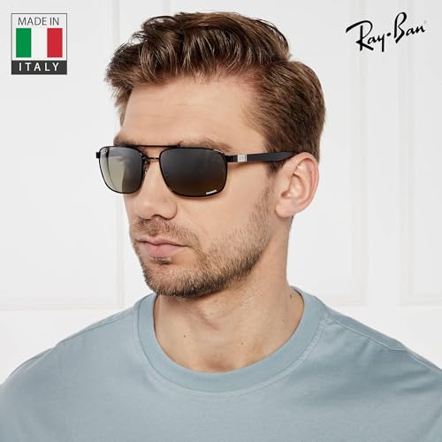 Image of Ray-Ban RB3737 CHROMANCE POLARIZED Rectangle Shape Sunglasses for Men & Women with Official Eyewear Kit