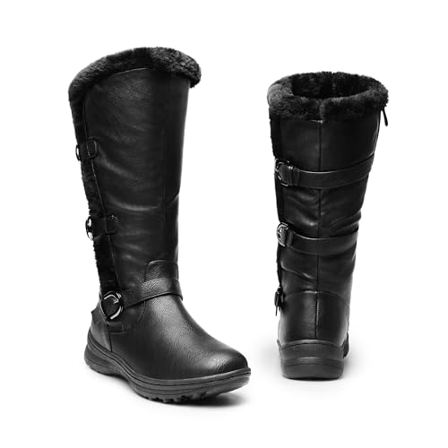 DREAM PAIRS Women's Knee High Boots Thick Faux Fur Lined Winter Snow Warm Boots with Zipper4