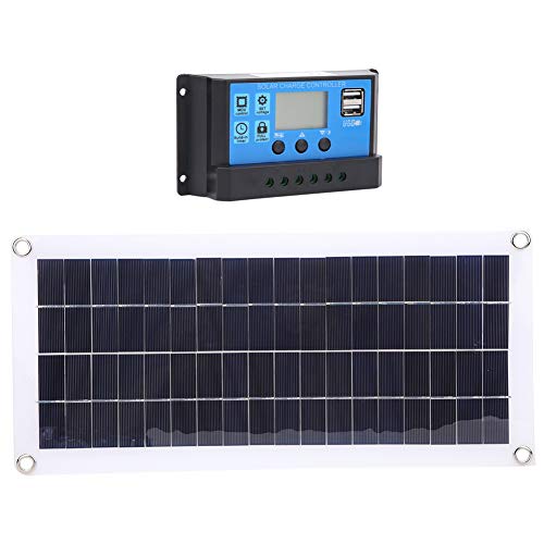 Kit de Paneles Solares, 20W 18 V 5 V 5V Salida USB Panel Solar Pango de Carga Conjunto de Panel Solar RV Kit de Paneles Solares con Puertos USB Pequeños para Ciclismo, Escalada de Montaña,