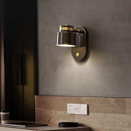 Lámpara de pared con rotación estilo granja y aplique negro con interruptor integrado 4
