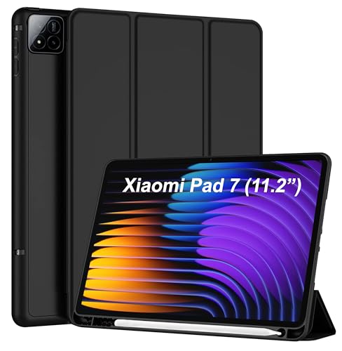 Image of TGK Trifold Cover for Xiaomi Mi Pad 7 11.2 inch Case /Pad 7 Pro with Pencil Holder (Black)