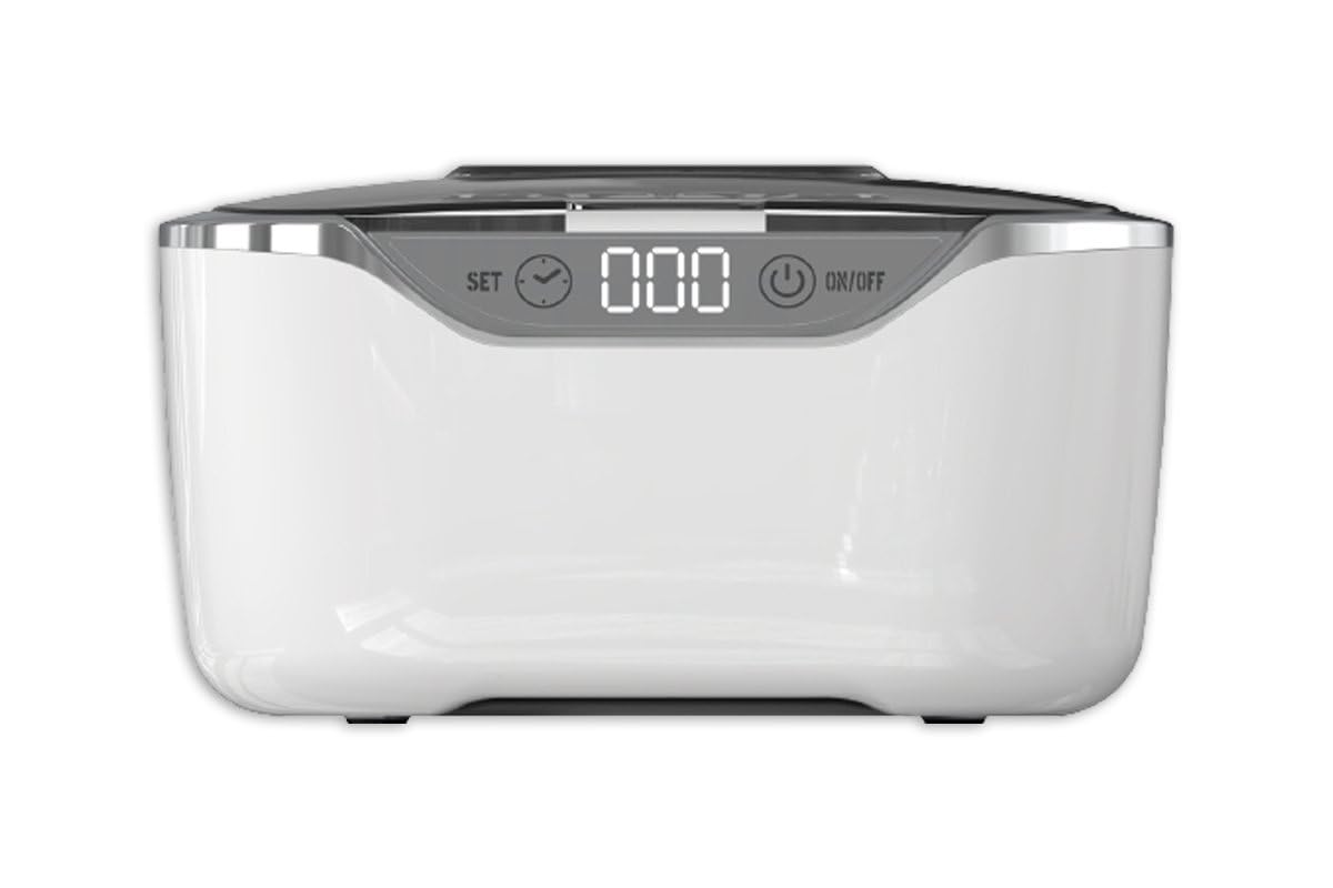 Ultra przezroczysty ultradźwiękowy środek czyszczący Pro Mini – wanna oscylacyjna ze stali nierdzewnej – do okularów, biżuterii, protez – 50 W głębokie czyszczenie – łącznie z 500 mililitrami