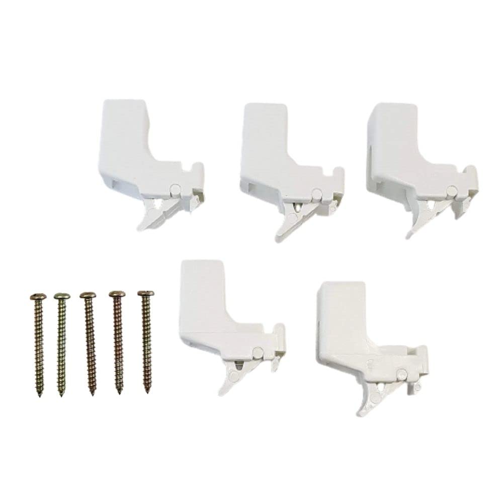 Sisi Uk White Drape Curtain Track Brackets Extra Super Standard Rail Supports W1793 Rail Track Brackets With Screws For Windows Shower Curtain Pack Of 5.
