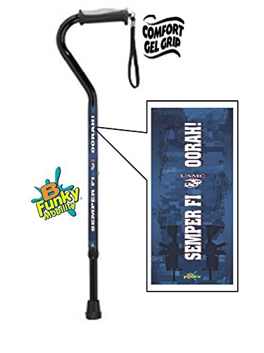 Walking Cane Gel Grip Handle Adjustable Aluminum US Marines Veteran Military Men or Women