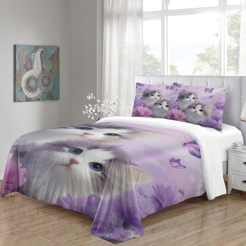 Parure de lit 135x200 microfibre 3D avec 2 taies d'oreiller - 8