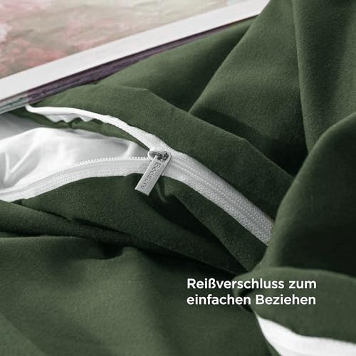 BEDSURE Bettwäsche 135x200 2teilig Mikrofaser - Grauolivgrün, 80x80 Kissen – Ansicht 6