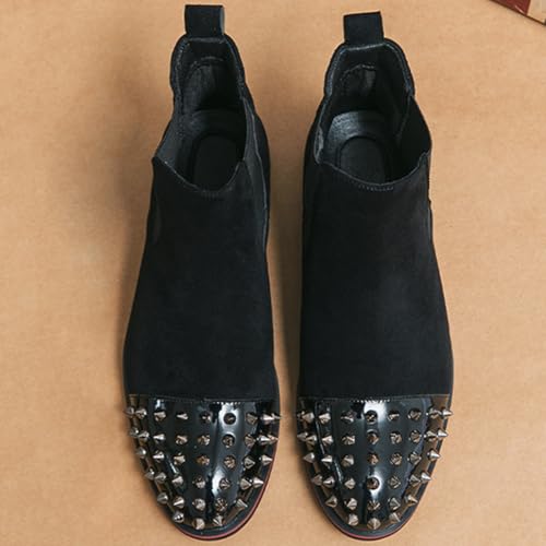 Chelsea Boots Men Black Boots Suede Ankle Boots with Spikes Men Studded Shoes Punk Style2