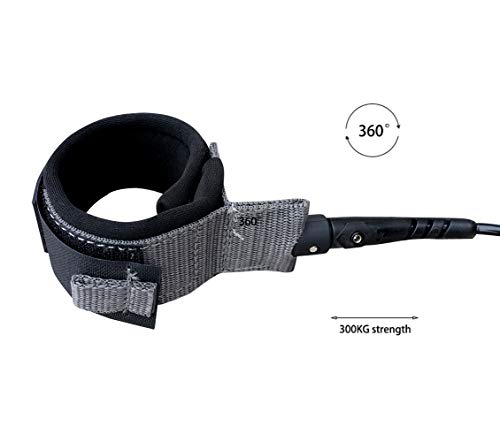 Rokia R Surfboard Leash-Curly Surfboard Leash,Longboard Surfboard&Paddleboard 5mm Replacement Leash with 10ft| Black and Blue - Thumbnail 2
