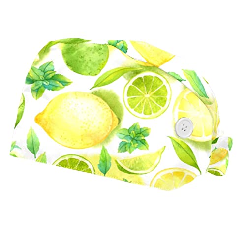 Chapeaux bouffants motif fruit citron JDEZ casquettes de travail ajustables mixtes