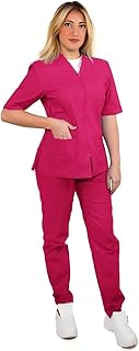 possibilità Ricamo: OP153D Completo Zip Divisa da Donna, Casacca e Pantalone per Estetista, Infermiera, operatore Sanitario, farmaceutico, Uniforme Vari settori