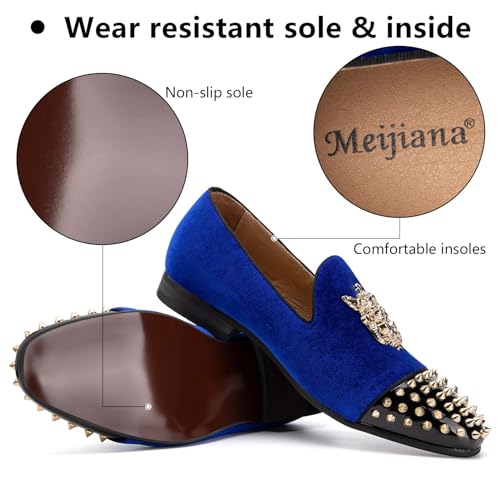 Meijiana Mens Velvet Loafers Dress Shoes with Metal Embellishments Party Luxury Loafer Shoes3
