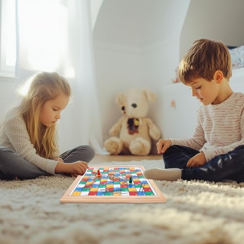 Juego de Mesa Clásico Serpientes y Escaleras de Madera miniatura 4