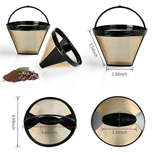 Aomig Reusable Coffee Filter With Ninja, 2Pcs Coffee Filters, Reusable # 4 Cone Coffee Maker Filters, Replacement Permanent Basket Filter For Ninja Cfp Series Coffee Machines(Gold) #TOP1