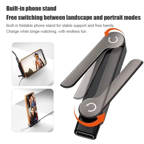 Image of Tobo USB C to USB C Adapter with Foldable Phone Stand, 240W PD Fast Charging Type C Male to Female Converter, 90 Adjustable USB-C Extender for Laptop, Tablet & Smartphone (Charging & Data) TD-1644CC