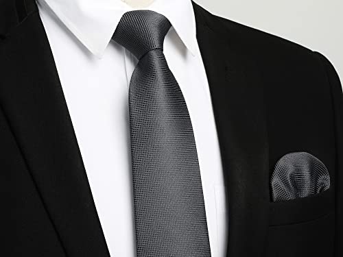 Image of Enlision Mens Ties Stripe Tie and Pocket Square Set Classic Formal Woven Neckties Handkerchief Cufflinks Wedding