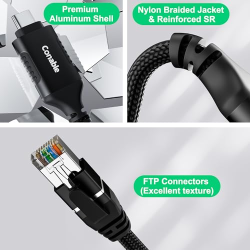 Cable USB C a Ethernet Gigabit para iPhone 15 y MacBook con conector RJ45 de 1.2 metros trenzado 5