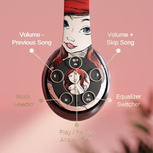 Disney The Little Mermaid Bluetooth Over-Ear Headphones, Wireless Foldable Headset With Built-In Microphone - Ariel & Friends Design, For Adults And Kids, Comfortable Auriculares #TOP4