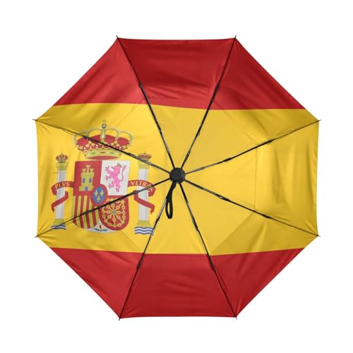 ODAWA Spain Flag Automatic Umbrella Open Close Auto Light Portable, Wind Proof Umbrella Travel Size