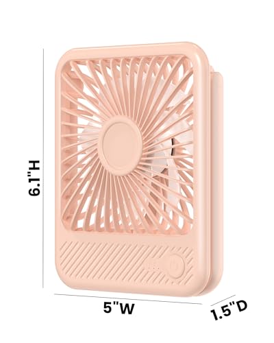 Image of Koonie USB Desk Fan, Strong Wind Ultra Quiet Small Mini Fan | 180 Tilt Folding & 3 Speeds Adjustable, USB-C Corded Powered Personal Fan for Office Desktop Bedroom, Pink, NO BATTERY