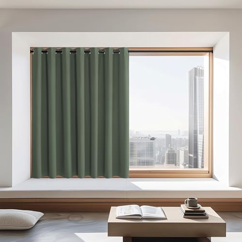 NICETOWN Blackout Curtains 72 inches Long, Grommet Privacy Window Treatment Thermal Insulated Room Darkening Sliding Glass Door Drape for Bedroom Living Room, 1 Panel, W100 x L72, Dark Mallard