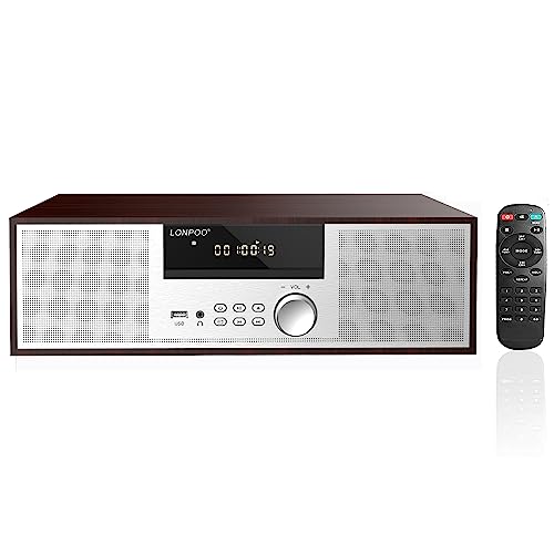 Compact System Micro HiFi System, CD Stereo System, 40 Watts RMS Music System with CD Player, FM Radio, Bluetooth, AUX-in, Headphone Output, DSP Tech, Clear Sounds and Rich Bass Sound,Silver