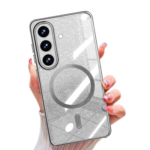 Image of Misscase for Samsung Galaxy S26 Case Compatible with MagSafe,Built-in Camera Lens Protector Full Protection Soft TPU Anti-Scratch Anti-Fingerprint Magnetic Glitter Slim Case Cover Silver