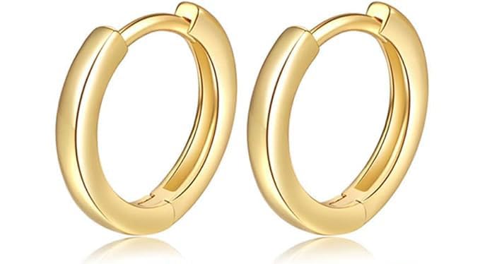Senteria Silber Creolen für Damen S925 Sterling 14 Karat Weißgold Plattiert Gedrehte mit Zirkonia Leichte Kleine