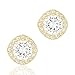 18k Yellow Gold Plated Cubic Zirconia Cushion Shape Halo Stud Earrings (1.90 carats) by Orrous & Co.