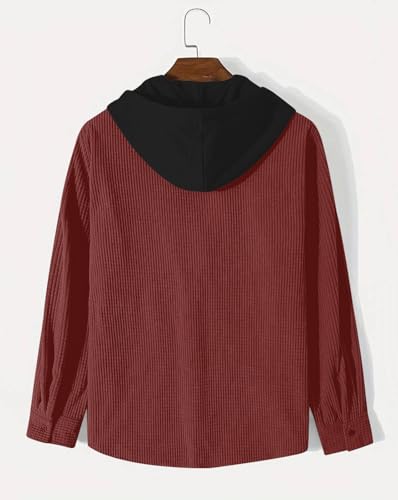 Image of Noble Monk Men's Solid Regular Fit Shirt Wine Red Black