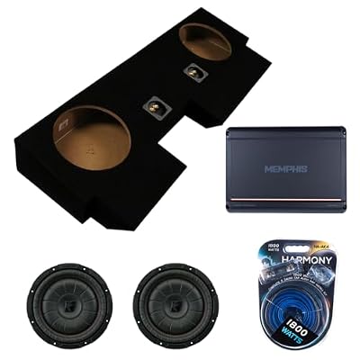 American Sound Connection Compatible with 2019-2025 Jeep Gladiator 43CVT104 Dual 10" Subwoofer 700W Loaded Sealed Sub Box Enclosure Bundle | SRX750D.1 750W Amplifier, 4GA Amp Wiring Kit