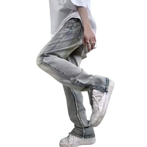 Men's Vintage Micro Bell Bottom Jeans 60s 70s Disco Flared Jeans Skinny Stacked Bootcut Denim Jeans with Pockets Blue3