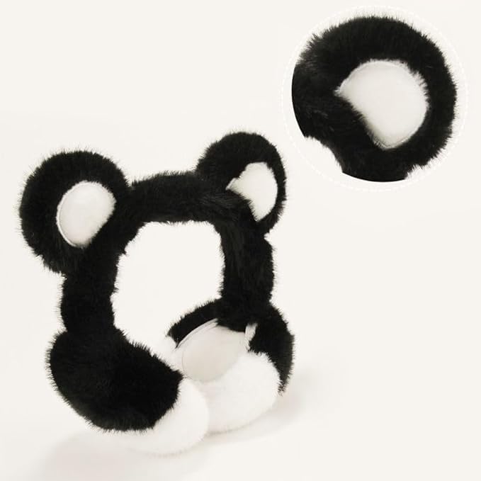 Image of Girl Winter Earmuffs Outdoor Wear Soft Faux Fur Plush Ear Warmer Minnie Design Windproof Woolen Warm Ear Muff Men & Women (Freesize)