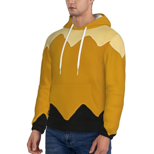 Men's Fleece Pullover Hoodie Long Sleeve Hooded Mustard Yellow and Black Sweatshirt Casual Shirts With Pockets3