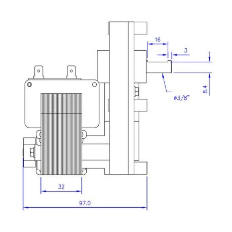 Moteur pour poêle à pellets T3 3 tr affutage 32 mm arbre 9,5 mm Mellor, évêques, Cléments et lavoir