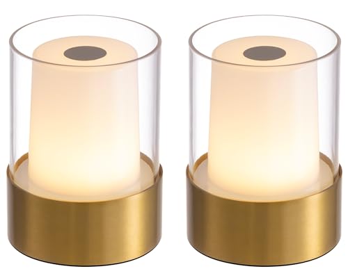 NEWSEE Cordless Small Candle Table Lamp, Modern Portable 3 Levels Brightness LED Desk Lamps, Rechargeable Battery Powered Lighting, for Living Room, Dining Room, Bedroom, Bar, Night Light (Bronze)