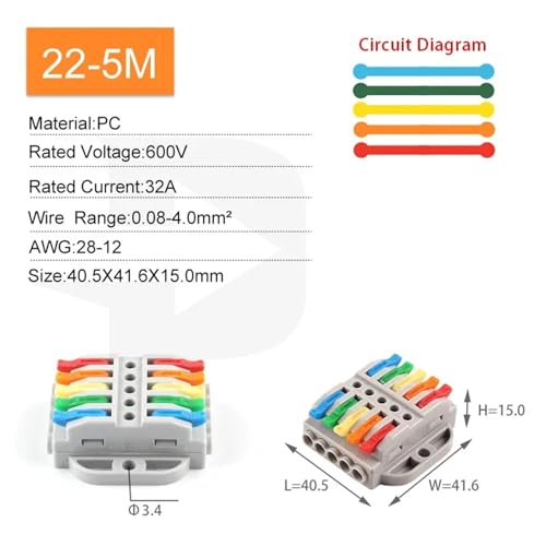Connecteur de câble rapide type 222 borne câblage domestique x25